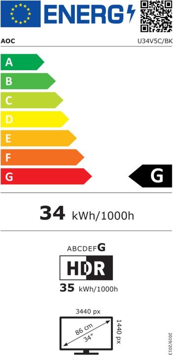 Energie-Label AOC U34V5C/BK (3440 x 1440 Pixel, 34")
