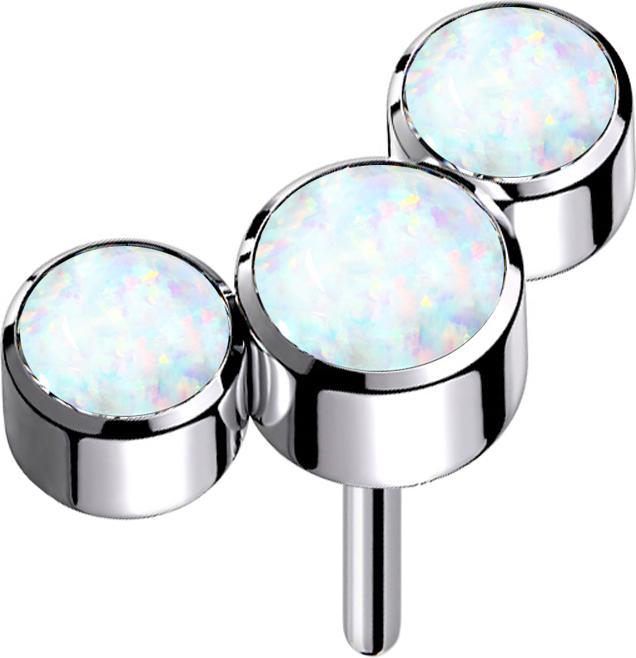Produktbild Star Piercing Threadless silber drei Opale weiss (ohne Messing, Titan G23)