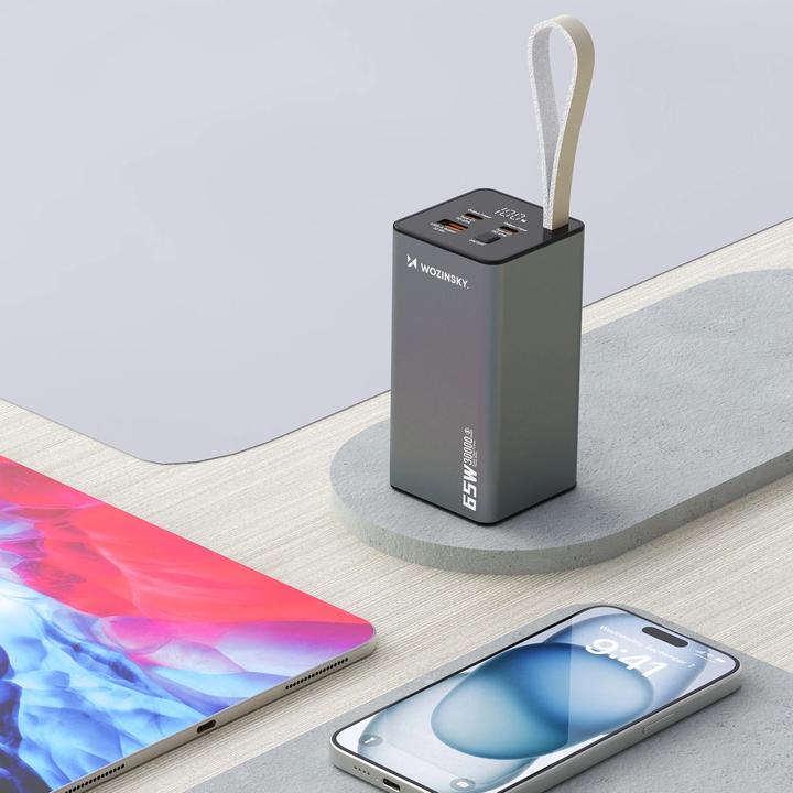 Produktbild Wozinsky Powerbank K65+ 65W 30000mAh 2x USB-C, 1x USB-A 65W - black (30000 mAh, 65 W, 65 Wh)