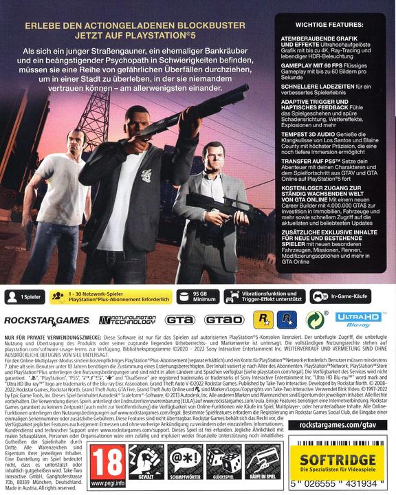 Productafbeelding Rockstar GTA 5 (PS5, DE)