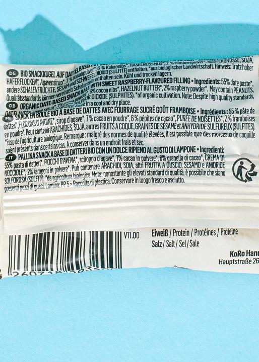Actual product image KoRo Organic date-based snack ball with sweet raspberry-flavoured filling (Raspberry, 30 g)