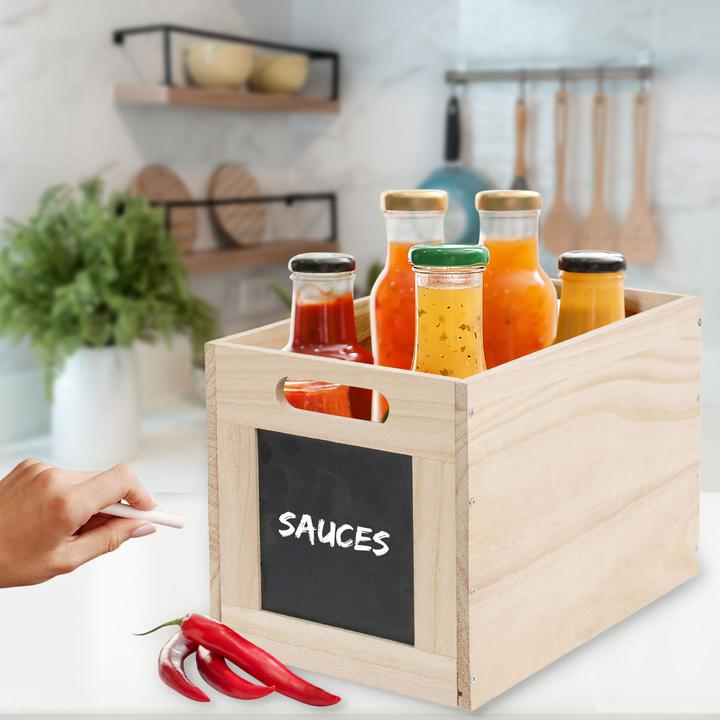 Immagine prodotto Storage Solutions Set di 2 scatole di legno con lavagna, scatola per etichette, 30 x 20 x 20 cm (30 x 20 x 20 cm, 12 l)
