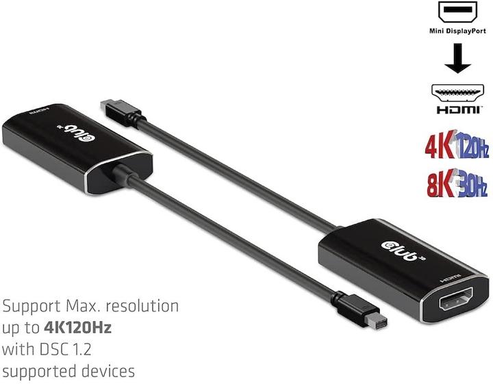 Actual product image Club 3D Club3D Adapter MiniDisplayPort > HDMI 2.1 HDR 120Hz active (Mini DP, 0.60 cm)