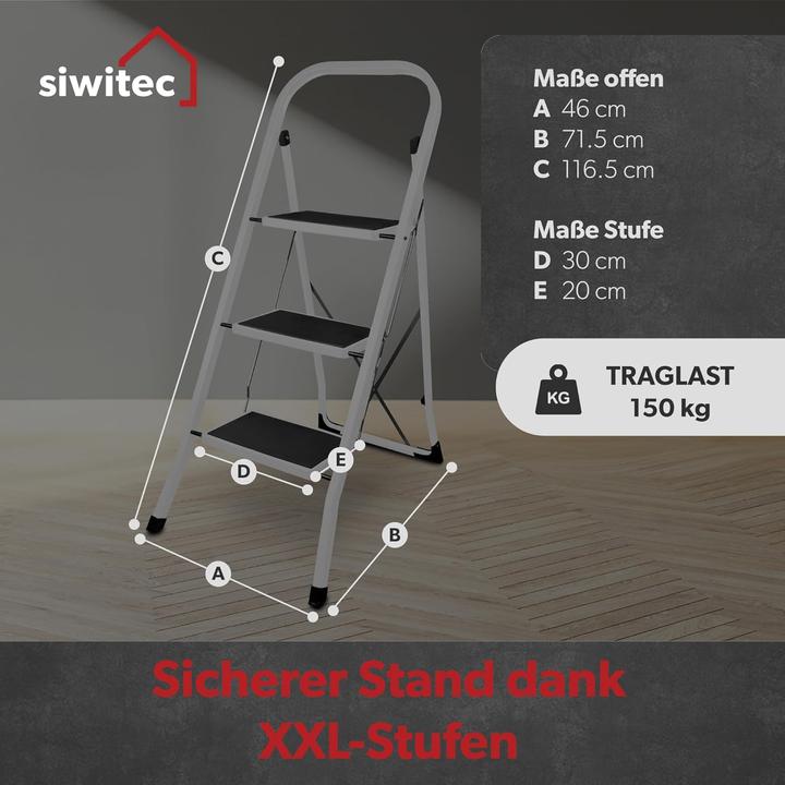 Produktbild Siwitec Klapptrittleiter mit 3 Stufen (Klapptritt)
