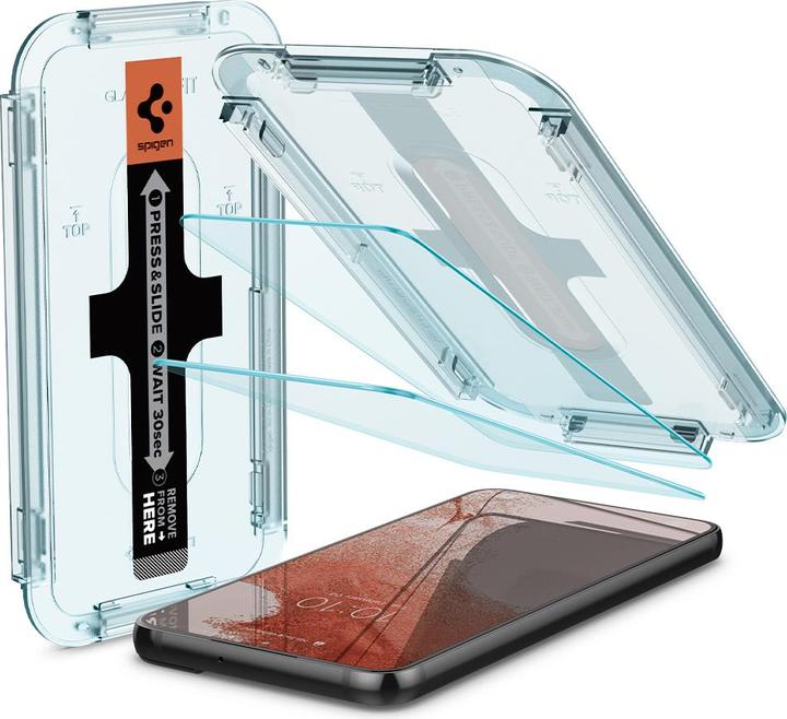 Actual product image Spigen Glas.TR Samsung S901 S22 2szt./2pcs "EZ FIT" AGL04151 szkło hartowane (2 Piece, Samsung Galaxy S22)
