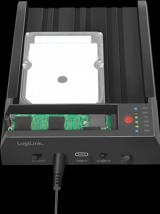Productafbeelding LogiLink USB 3.2 Gen 2 Quickport, 2-poorts, voor SATA HDD/SSD en M.2 NVMe SSD (2 Havens)