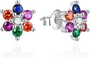 Produktbild Agato - Silver earrings Flowers with colored zircons AGT-E062PC