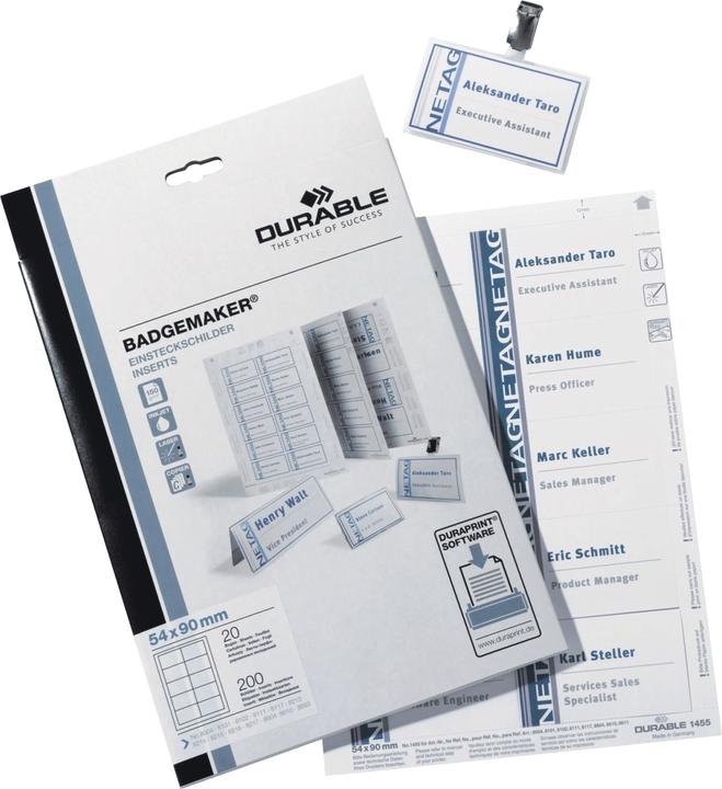 Actual product image Durable Einstecketiketten Badgemaker für Namensschilder