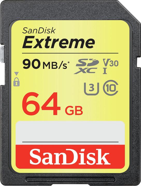 Produktbild SanDisk Extreme SDXC U3 (64 GB, SDXC, U3, UHS-I)