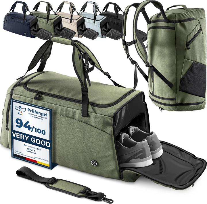 Immagine prodotto BeMaxx Borsa da allenamento per lo sport, 60L, Verde (60 l)