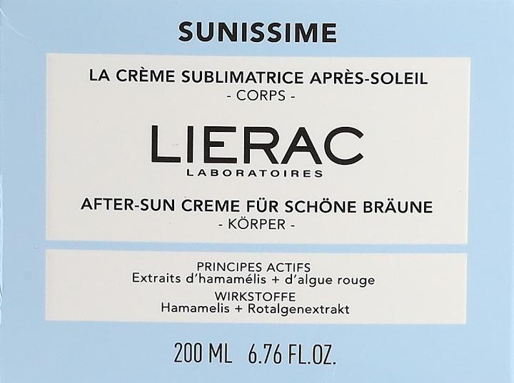 Nutritional values and ingredients Lierac Sunissime (Gel, 200 ml)