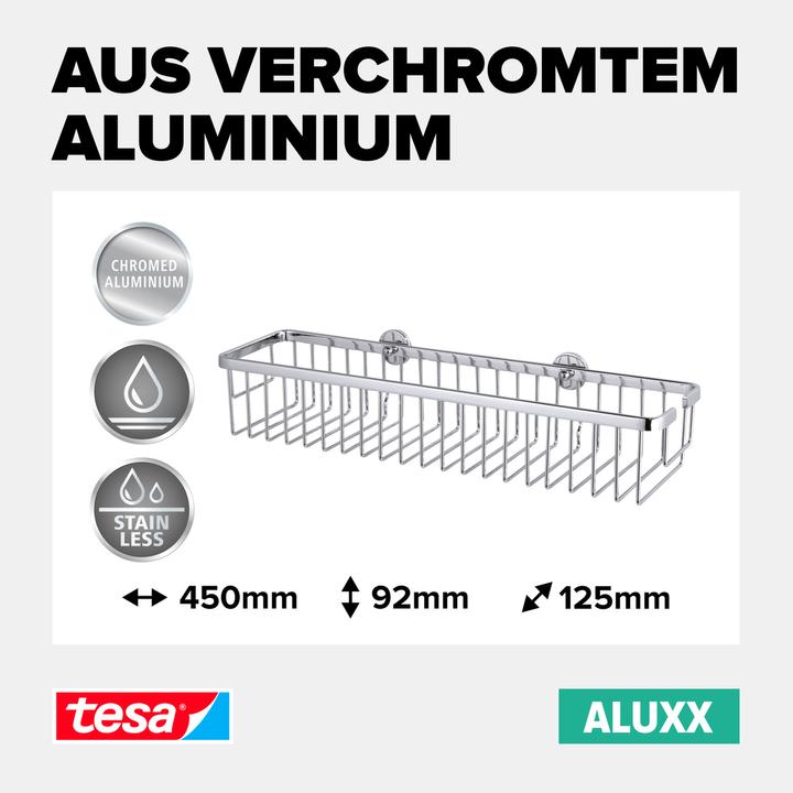 Actual product image tesa ALUXX shower basket incl. adhesive solution without drilling (9.5 x 13.5 x 46.5 cm)