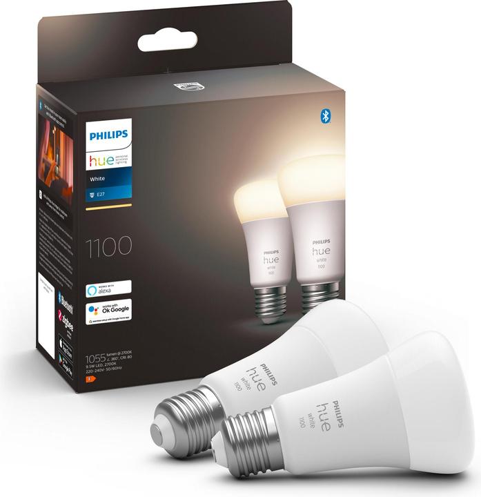 Actual product image Philips Hue White (E27, 9.50 W, 1050 lm, 2 x, F)