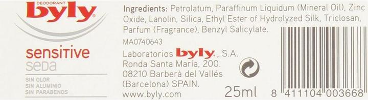 Immagine prodotto Byly Crema deo ORIGINALE sensitive 72 horas 25 ml (Roll-on, 25 ml)