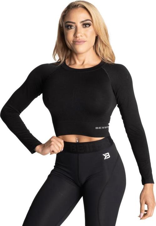 Better Bodies Rib Seamless Crop LS Black Melange (L)