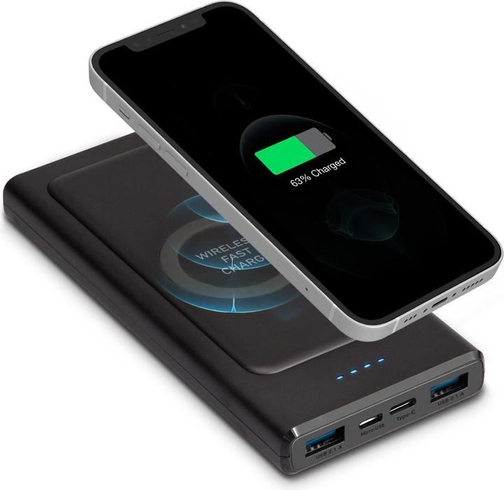 Actual product image SBS inductive powerbank 2x USB, 10.000 mAh, black (10000 mAh, 10 W, 37 Wh)