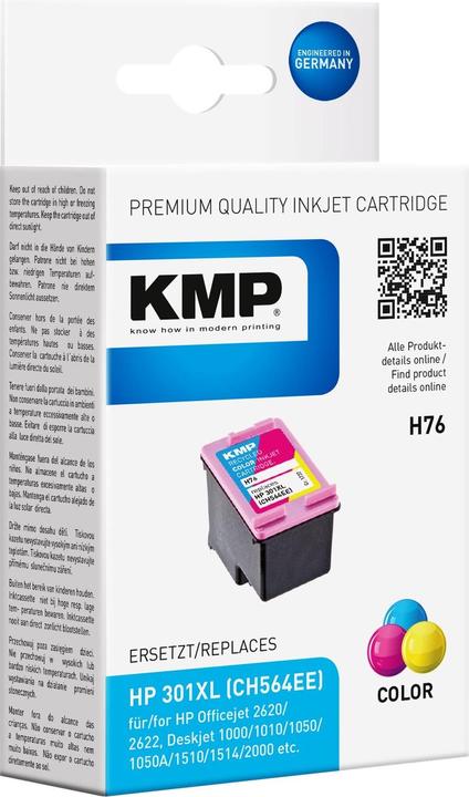 Image du produit KMP H76 Cartouche d'encre couleur compatible avec HP CH 564 EE (M, C, Y)