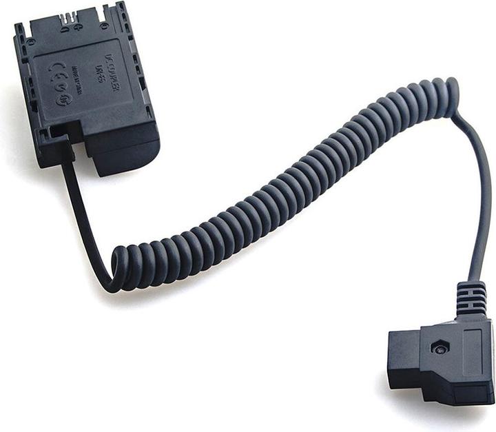 Actual product image Caruba Canon LP E6 Full Decoding Dummy Battery +D TAP B Type Connector (Spring Cable)