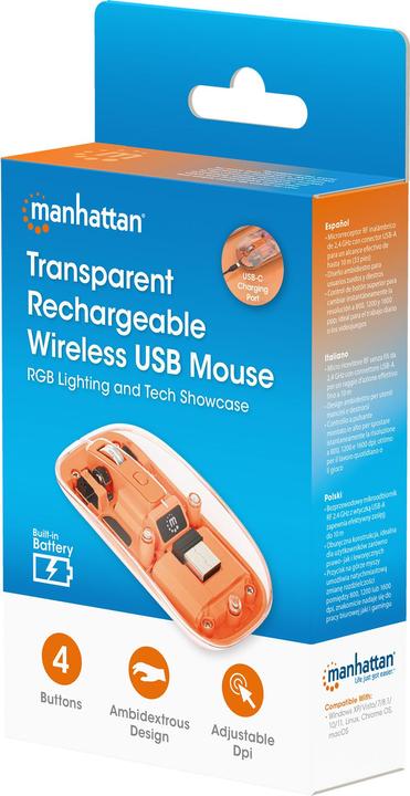 Actual product image Manhattan MH Transparent 4D mouse, White (Wireless)