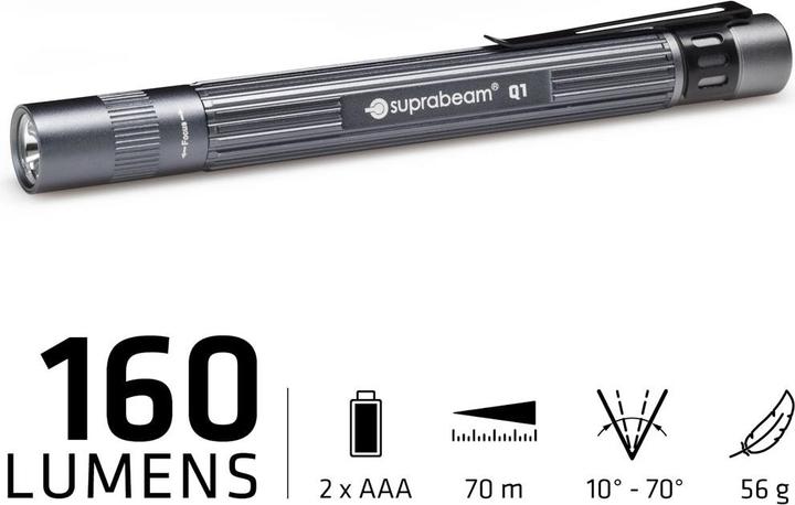 Image du produit Suprabeam Q1 Q1 Penlight à piles LED 14.2cm Gris (14.20 cm, 160 lm)