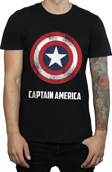 Actual product image Mens Captain America Shield Text T-Shirt (S)