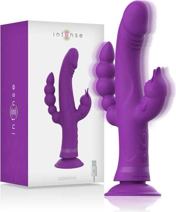 Actual product image Intense Casanova Vibrator Rabbit Silicone Triple Engine Purple