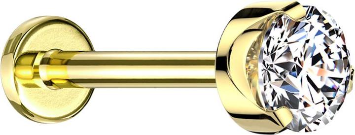 Produktbild Star Piercing Micro Labret Innengewinde vergoldet flach Kristall silber gefasst (ohne Messing, Titan G23)