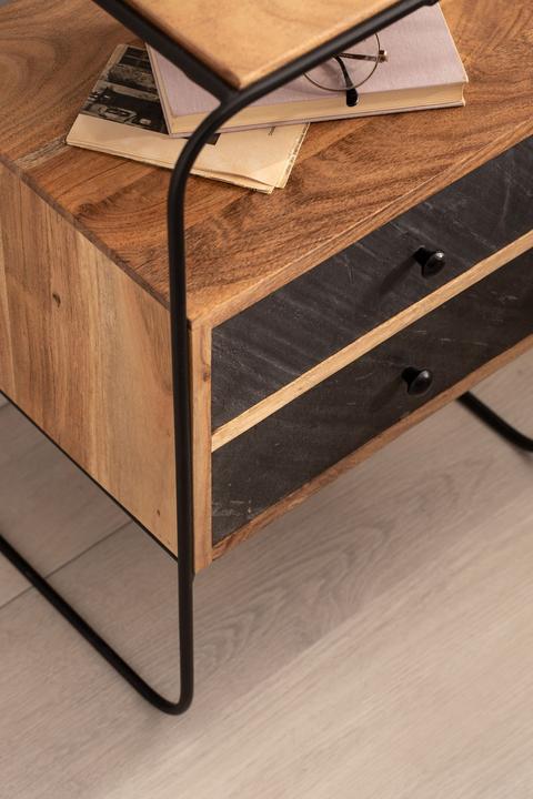 Actual product image FineBuy Bedside console FB55691 Acacia solid wood brown (40 x 60 x 30 cm)