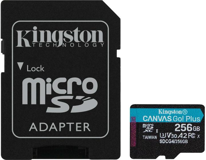 Kingston Card Canvas Go Plus MicroSD +ADP 256GB (256 Go, microSDXC, U3, UHS-I)