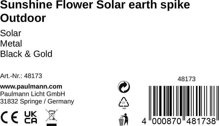 Nährwerte und Zutaten Pauleen Solarspiess Sunshine Flower (2 lm, IP44)