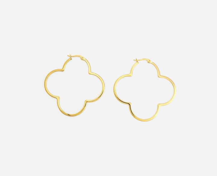 Tara Style Big Clover Hoops - Creolen (waterproof) (18k Edelstahl vergoldet, 100% wasserfest)