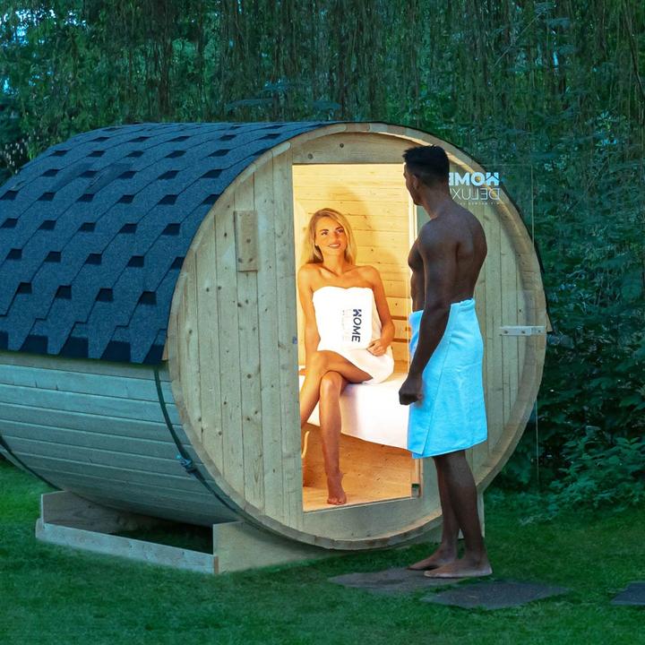 Actual product image Home Deluxe Outdoor sauna barrel sauna AQUILA L- 195 x 180 cm for 4 persons - sauna with 6kW heater