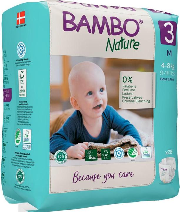 Actual product image Bambo Organic diapers Midi (Size 3, Pack, 28 Piece)