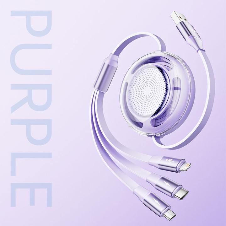 Actual product image Rock L10 Honeycomb 3in1 data cable - Micro-USB, USB-C, Lightning, purple (1.10 m)