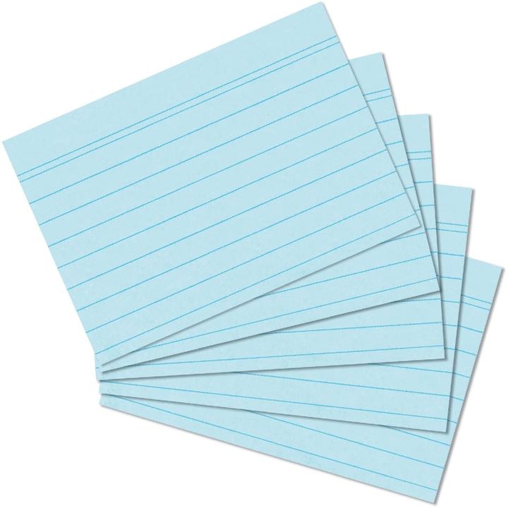 Herlitz Karteikarten, DIN A5, liniert, blau aus Papier, 170 g-qm, holzfrei, Linienfarbe: blau, doppelte (A5, 170 g/m², 100 x)