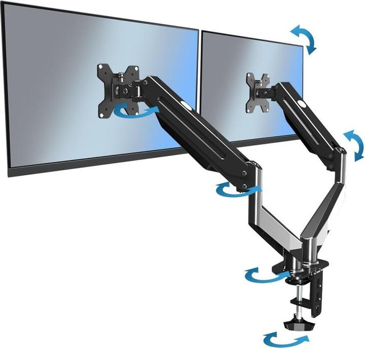 Productafbeelding Esperanza ERW020 Gas bureausteun voor twee monitoren 17-27" tot 6kg (Tabel, 27.01")