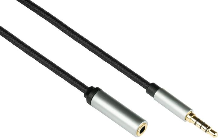 Actual product image Python Audio extension cable High-Quality, 4-pin 3.5 mm jack plug to jack socket, textile jacket (0.50 m, Extension)