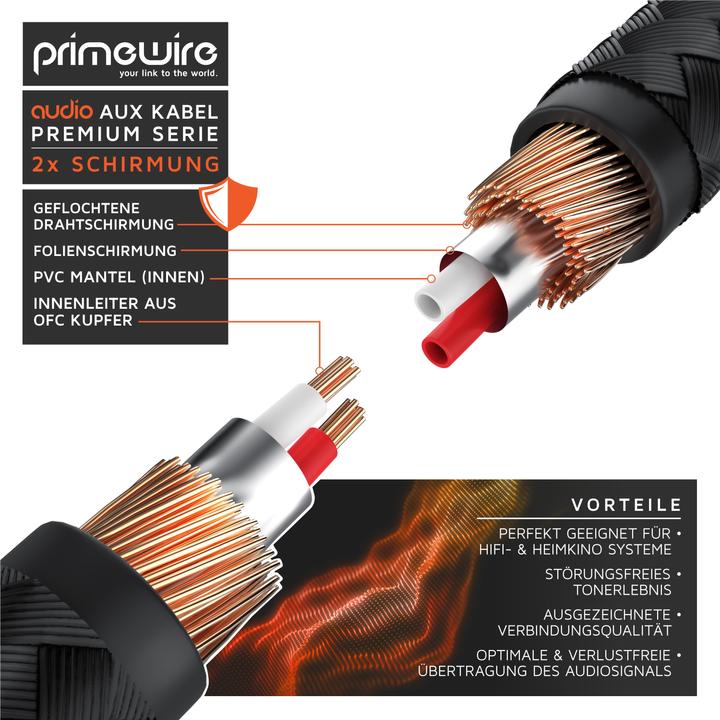 Immagine prodotto Primewire Cavo jack AUX da 3,5 mm, cavo audio con guaina in nylon, cavo audio da jack a jack da 3,5 mm (3 m, Connettore da 3,5 mm (AUX))