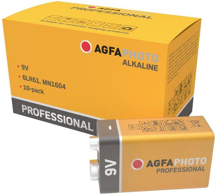 Produktbild AGFAPHOTO Professional 6LR61 9 V Block-Batterie Alkali-Mangan 9 V 10 St. (10 Stk., 9V Block)