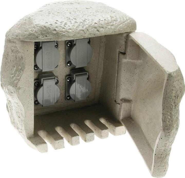 Produktbild Heitronic 36314, 4-fach Steinsteckdose für Erdkabelanschluss, Kunsstoff, Granitoptik