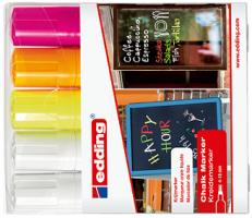 Actual product image Edding Editing chalk marker E-4090, 4-15 mm, 5 pieces, mixed colours (Orange, White, Yellow, Pink, 15 mm, 5 x)