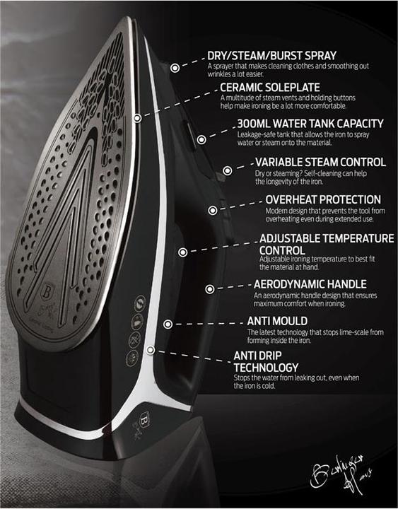 Produktbild BerlingerHaus Bügeleisen Black Silver Collection (2200 W, 25 g/min)