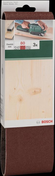 Produktbild Bosch Zubehör 3tlg. Schleifband-Set für Bandschleifer, rote Qualität K = 60 (60)