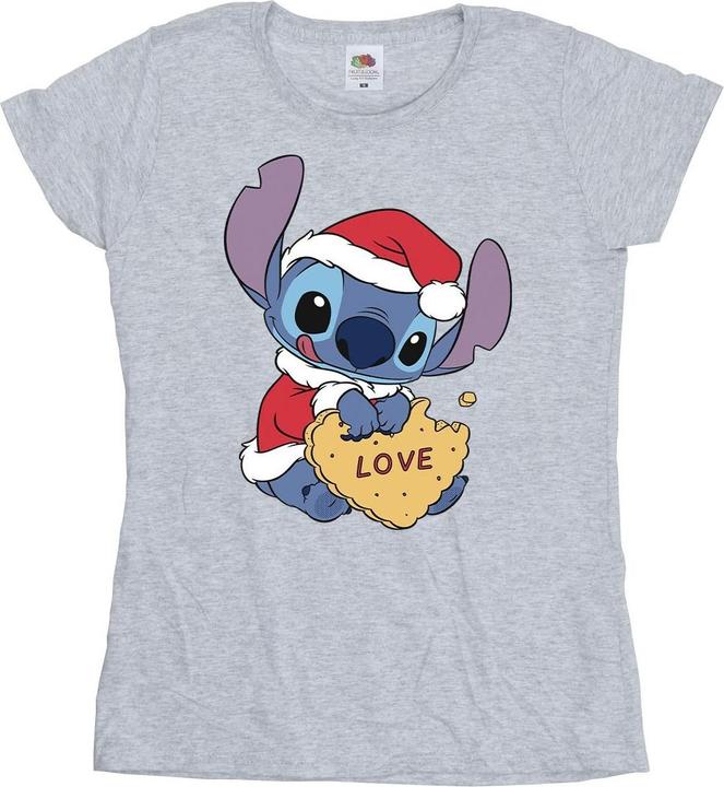 Disney Lilo And Stitch Christmas Love Biscuit TShirt (M)