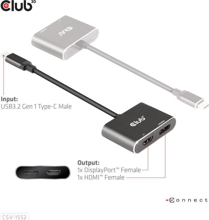 Image du produit Club 3D Hub USB (HDMI, USB, 5.90 cm)