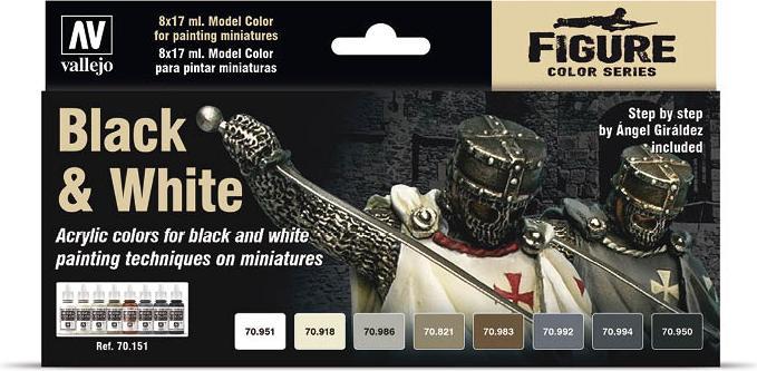 Actual product image Vallejo Model Air Black White Set (Beige, Black, White, Ivory, Grey, Brown, 17 ml)