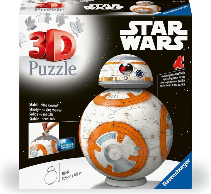 Image du produit Ravensburger Puzzle 3D 11578 - Star Wars BB8 - Druide astromécano des épisodes VII, VIII et IX comme (99 pièces)