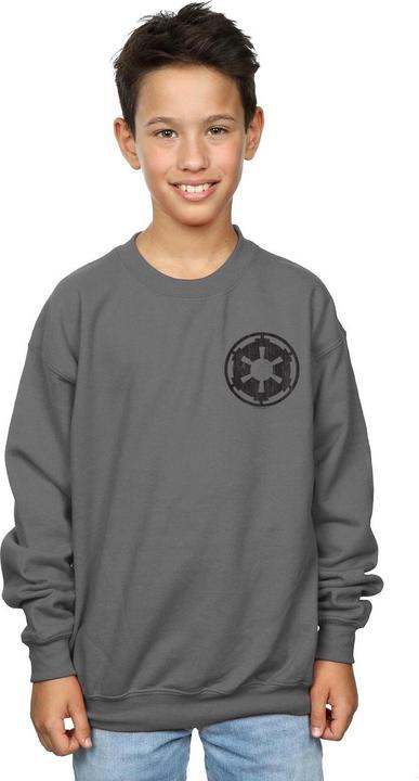 Actual product image Star Wars Boys The Mandalorian Galactic Empire Insignia Breast Print Sweatshirt (140, 146)