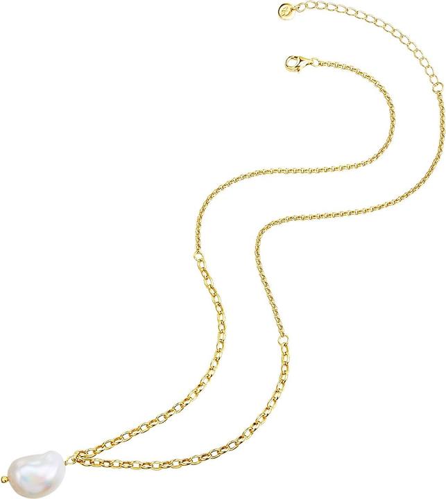 Actual product image Glanzstücke München Ladies sterling silver freshwater cultured pearl yellow gold 40.0 cm base chain + 5.0 cm extension (Sterling Silver, 40 - 45 cm)