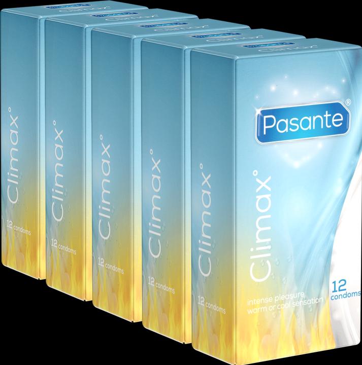 Produktbild Pasante Climax» (Vorteilspack!) 5x12 gerippte Kondome mit Spezialbeschichtung (wärmend und kühlend) (60 Stk.)